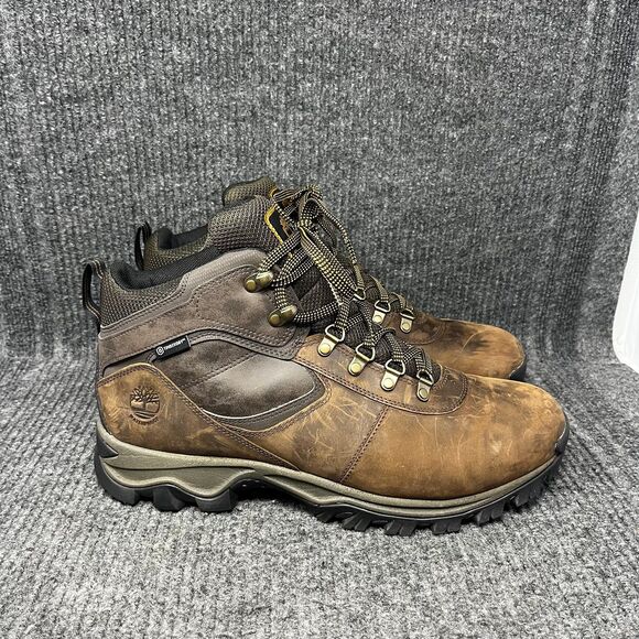 Timberland Mt. Maddsen Waterproof Hiking Boots Brown Leather Lace Up Mens 13 M - Picture 1 of 8